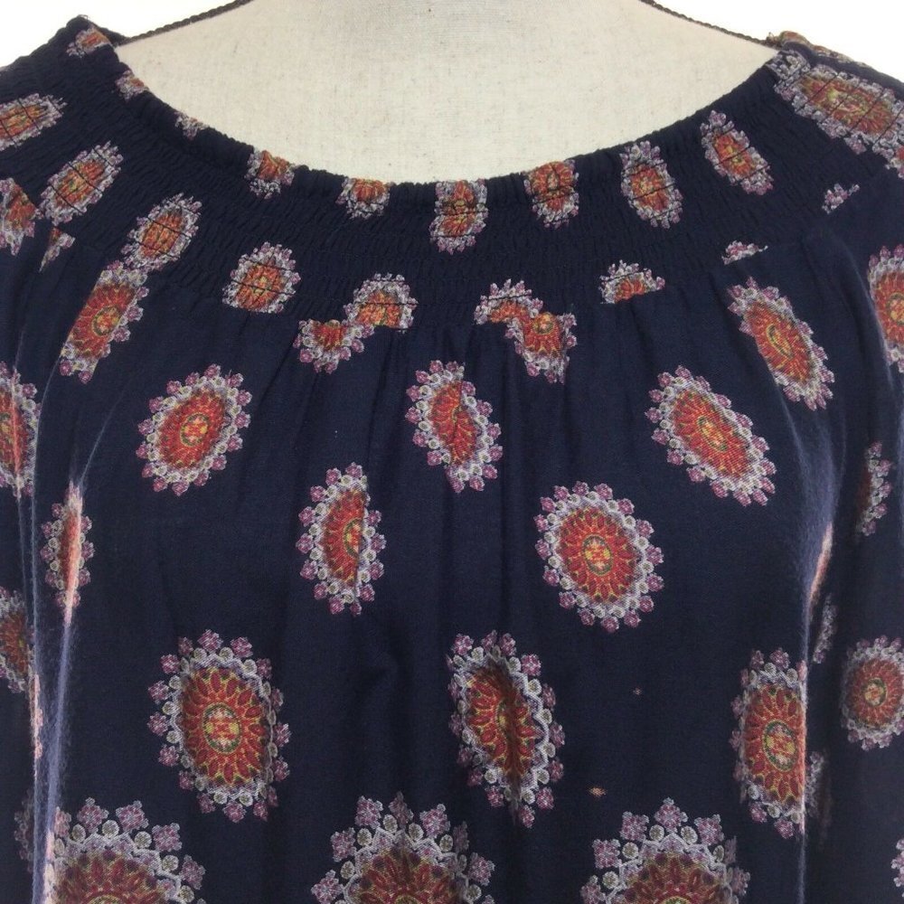 JAPNA Womens Top Size Medium Blue Mixed Print